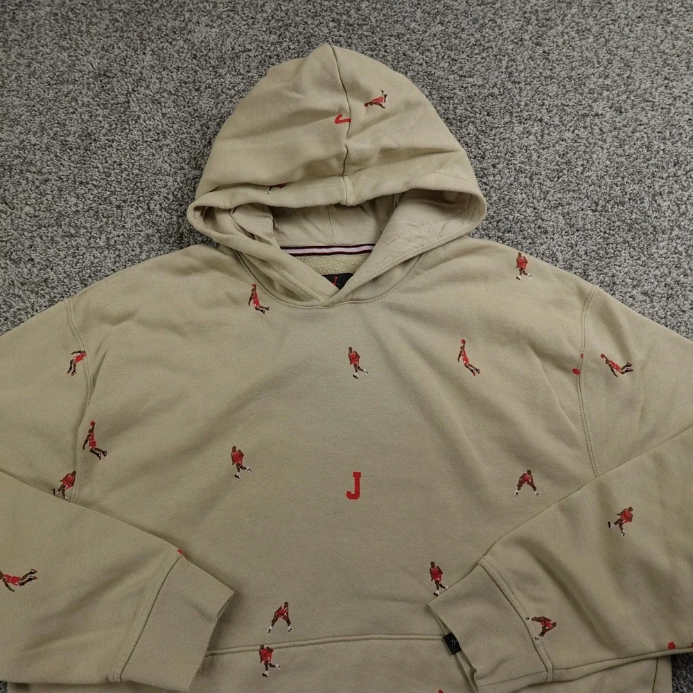 Jordan Hoodie Mens L Beige Michael 23 Jumpman Air Basketball Pullover Sweatshirt